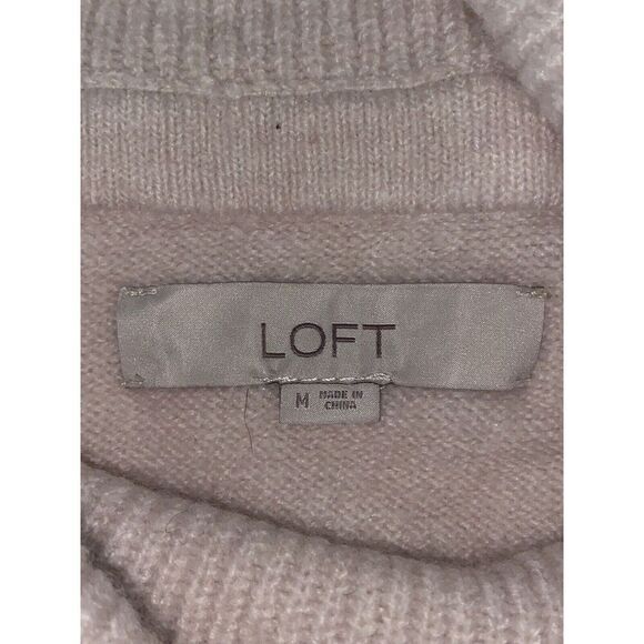 LOFT Sweater Womens Medium Pink Wool Blend Knit Cowl Neck Button Detail Cuff - Picture 8 of 15